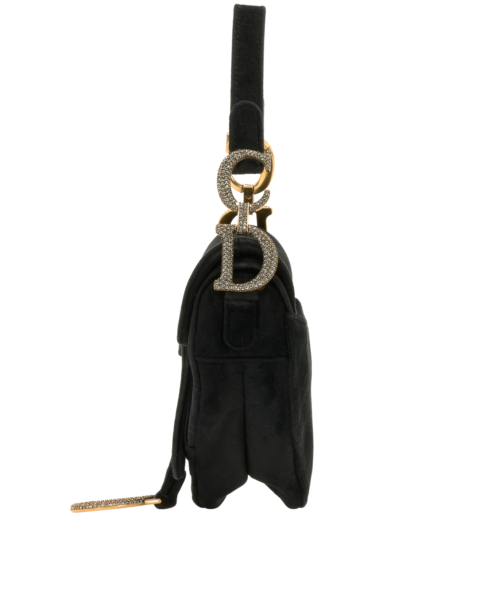 Crystal Mini Saddle, &pound;1,800, Handbags, Black, Suede, Bottom view